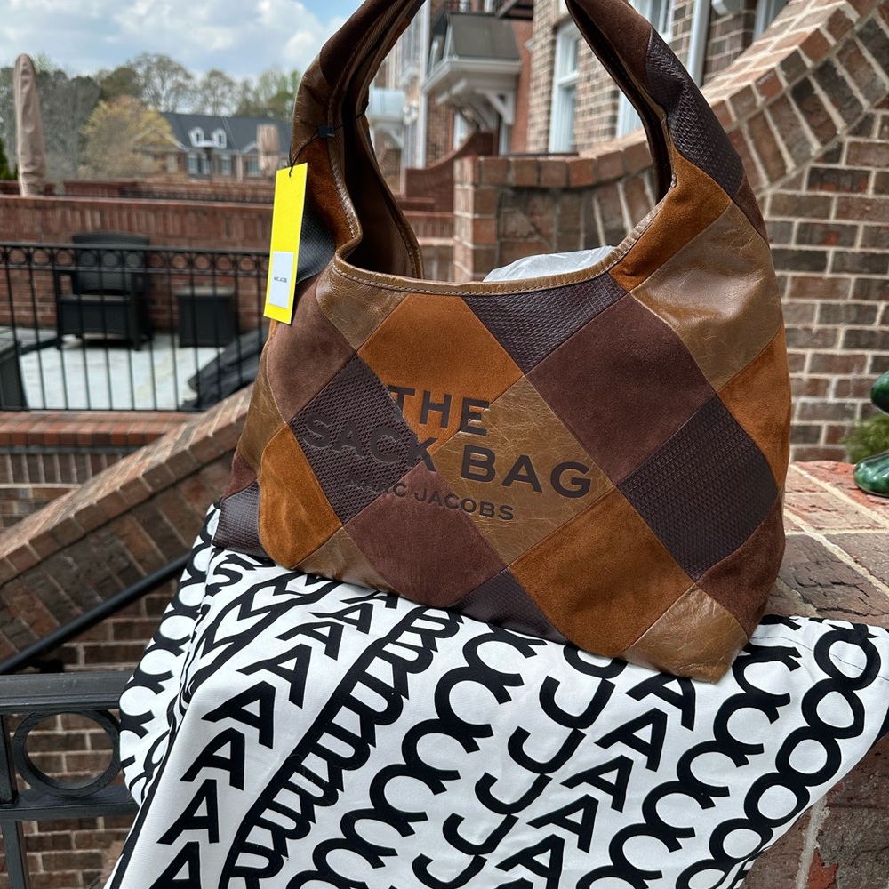 Marc Jacobs Patchwork Suede & Leather Hobo in Brown and Tan NWT - Picture 2 of 9